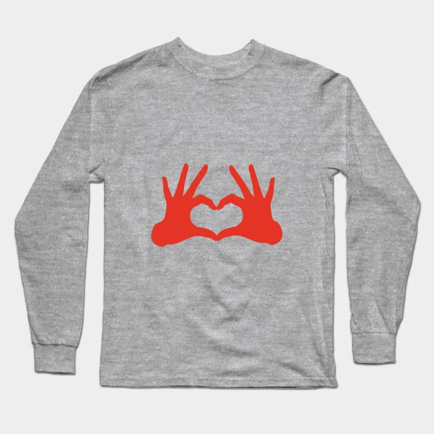 love, red hands with heart sign Long Sleeve T-Shirt by beakraus